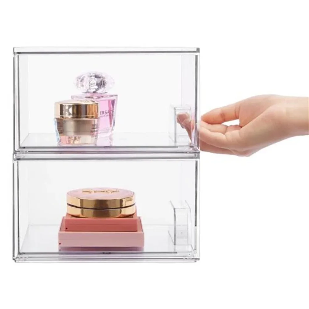 Stackable Makeup Storage Drawers, 4 Pack Acrylic Bathroom Organizers